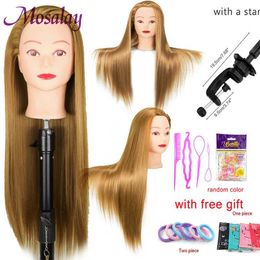 Mannequin Heads High temperature Fibre blonde human model head without tripod training used for weaving hair with gift Q240510