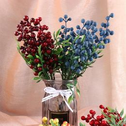 Decorative Flowers Party Wedding Branch Shrub Holly Stems Christmas Decoration Fake Fruit Bouquet Artificial Berry