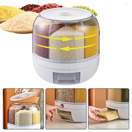 Storage Bottles 6 In1 Rotating Grain Tank Bean Oatmeal Rice Dispenser Dry Food Container 6-Grid Box Kitchen Tool