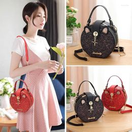 Shoulder Bags Lattice Round Cute Tote Bag 2024 Fashion High-quality PU Leather Women's Designer Handbag Chain Messenger