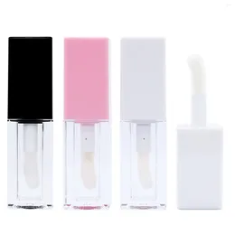 Storage Bottles 5ml Square Makeup Liquid Empty Lipstick Lip Gloss Tubes Pink White Black Cap Transparent Cosmetic Packaging Container