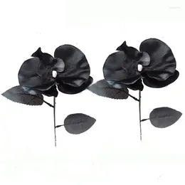 Decorative Flowers 5Pcs Artificial Flower Black Butterfly Orchid Silk Phalaenopsis Fake Plants Wedding Christams Home Year Decorations