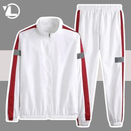 High Street Varsity Sets Men Spring Autumn Sportswear JacketsPants 2 Pcs Set Casual Tracksuit Hip Hop Fashion Thin Sports Suit 240428