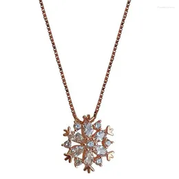 Pendant Necklaces Fashion Exquisite Snowflake Crystal Clavicle Chain Necklace Rose Gold And Silver Color For Women Wedding Ladies Jewelry