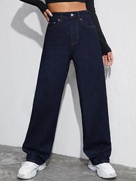 Women's Jeans Classic Straight Women Blue Baggy Denim Pants High Waist Slim Wide Leg Trousers Female Clothing Wash Fashion