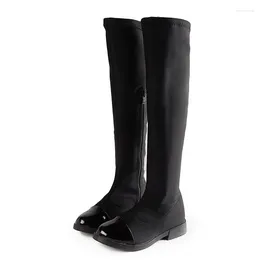 Boots Autumn Winter For Girls Shoes Flock Leather Casual Knee-high Fur Kids Princess Snow Plus Warm Children