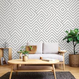 Wallpapers Nordic Style Black And White Diamond Grid Wallpaper Bedroom Milk Tea Shop Living Room Minimalist Non Self-adhesive