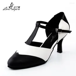 Dance Shoes Ladingwu Classic Black Collocation White Women's Genuine Leather Latin Salsa Ballroom Sneakers Women