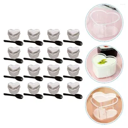 Disposable Cups Straws 50 Sets Heart Shape Pudding Ice Cream Cup Dessert