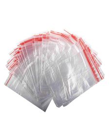 Press Zip Self Clear Seal Grip Lock Plastic Bags with Red Side8013667