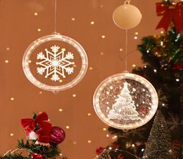 Single 3D Christmas Hanging Light Round Window Decortive Snowflake Santa Star String Xmas Decor Layout Lights Party Decoration DBC2226700