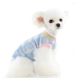 Dog Apparel Autumn Winter Pet Clothes Diamond Plaid Sweater Cotton Coat Jacket For Small Medium Cat Cardigan Clothing