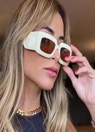 Sunglasses Fashion White Rectangle For Women Designer Thick Frame Oversized Sun Glasses UV400 Unique Square Shades2137817