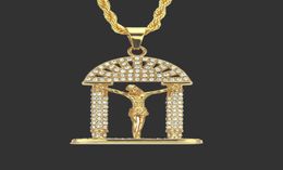 Rhinestone Christ Jesus Pendant Necklace Geometric Hiphop Long Necklace Unisex New Fashion Alloy Gold Plated Jewelry Accessories 2699310