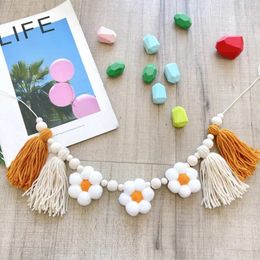 Decorative Figurines Ins Nordic Style Children's Room Tassel Hanging Decoration 1 Year Kids Birthday Dining Chair Flag Baby Shower Party