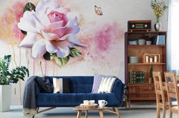 Wallpapers 3d Wall Murals Custom Wallpaper Beautiful Abstract Watercolor Flower Three-dimensional Flowers For Living Room