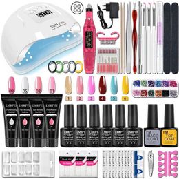 Nail Art Kits Nail Set Acrylic Nail Kit For Nail Extension Gel Nail Polish Kit Quick Building Poly UV Gel Set With UV Nail Dryer Nail Tool Set T240510