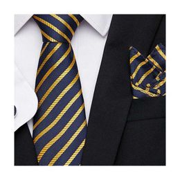 Neck Tie Set High Grade Luxury Silk Tie Handkerchief Pocket Squares Cufflink Set Tie Clip Necktie Beige Paisley Male Fit Wedding