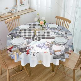 Table Cloth Christmas Truck Snowman Gift Round Tablecloth Waterproof Wedding Party Cover Dining
