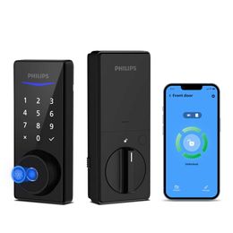 Philips Lock with App Control, Fingerprint Keyless Entry Smart Bluetooth Replacement, Auto Passport Code Door Lock, Digital Keypad Deadbolt Matte Black