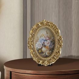 Frames European Style Po Frame Holder Picture Elegant Tabletop Wall Mounted Oval Carved For Anniversary Bedroom Decor