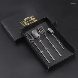 Dinnerware Sets Black Matte Cutlery 304 Stainless Steel Set Knife Fork Spoon Dinner Bar Party Kitchen Tableware Christmas Gifts