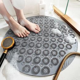 Bath Mats Round Non-Slip Mat Safety Shower PVC Bathroom With Drain Hole Plastic Massage Foot Pad Accessories