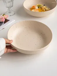 Plates Ceramic Ink Splash Fruit Salad Bowl Deep Plate Noodle Household Simple Dinner Soup