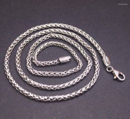 Chains Real Solid 925 Sterling Silver Chain Men Women 3mm Wheat Link Necklace 17-18g/55cm