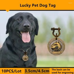 Dog Tag 10 Pieces Wholesale Personalised Embossed ID Card Custom Anti-Lost Lettering Pet Pure Bronze Golden For All Dogs