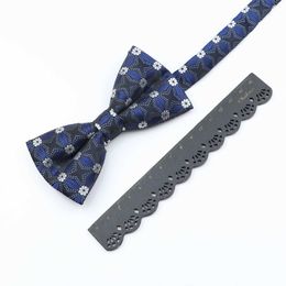 Neck Tie Set New Floral Dots Mens Tie Set Polyester Jacquard Woven Necktie Bowtie Suit Vintage Red Blue For Groom Business Wedding Party