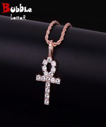Zirconia Round Street Jewellery Necklace Rose Gold Colour Charm Material Copper White Cubic Zircon Hip Hop Rock Street With Rope Chain3364736