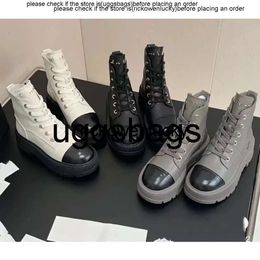 Chanells shoe Channel Chanal Boots Shoes Lace Designer Up Platform Combat Moto Ankle Boot Interlocking c Women Motorcycle Military Tall Chunky Heels Matte Calfskin