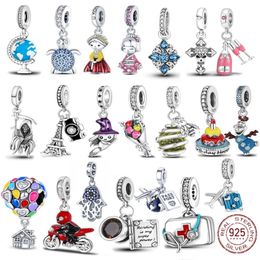 925 Sterling Silver Fit Pandoras Charms 팔찌 구슬 매력 사랑 가족 매력 목걸이 여성 보석