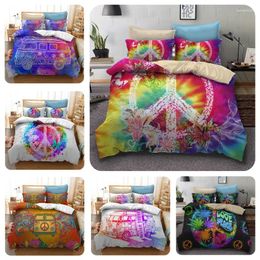 Bedding Sets Colourful Duvet Cover Set Peace Bed Linen 3D Bedclothes Car Flower Home Year 2/3pcs Modern