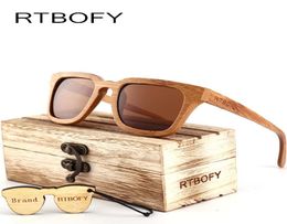 RTBOFY 2017 Wood Sunglasses Men Square Bamboo Sunglasses Vintage Wood HD Lens Frame Handmade Sun Glasses For Men Eyewear 7385426