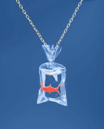 Creative water bag pendant novel goldfish transparent resin koi necklace brings you good luck men and women fine jewelry3881499