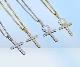 hip hop diamonds pendant necklaces for men women Religion Christianity luxury necklace jewelry gold plated copper zircons Cuban chain2925877