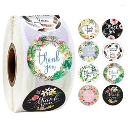 Gift Wrap 500Pcs 1inch Romantic Flowers Thank You Stickers Roll For Envelope Wedding Jewellery Box Stationery Seal Sticker Lable
