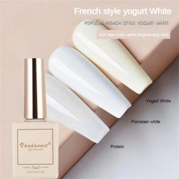 Nail Polish High Colour Rendering Degree 15g/ml Solid Colour Nail Polish Gel Fashion Manicure Nail Glue Uv Curing Yoghourt White 240509