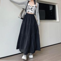 Skirts Summer Chic Pink Long For Women 2024 All Match A Line Cake Skirt Woman Korean Fashion White Midi Ladies NS5853