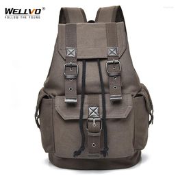 Backpack Canvas Vintage Men Teenage Boys Students School Bag Travel Rucksack Large Capacity Drawstring Bags Mochila Male