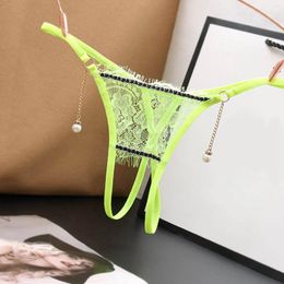 Women's Panties Low Waist Thongs Ladies Open Crotch Underpants Sexy Pearl Pendant T Shaped Pants Porno Langerie For Fine Womens Erotic