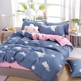 Bedding Sets 2024 Home Duvet Cover Set Super King Bedclothes Grey Flat Sheet Adults 5 Size Bed Linens AB Side