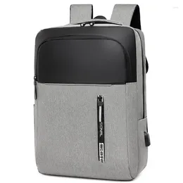Backpack Men's Business Casual 15.6 Inch Laptop Bag With USB Charging Student Female Solid Colour