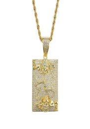 hip hop card K diamonds pendant necklaces for men women western luxury skeleton king necklace real gold plated copper zircons jewe5494271