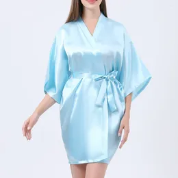 Home Clothing Sexy Women's Lingerie Satin Robes Underwear Lace-Up Nightdress Sleepwear Solid Color Ladies Bridal Bathrobe