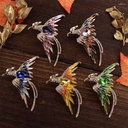 Brooches Beautiful Enamel Chinese Style Crystal Bird Brooch Vintage Badge Decoration Accessories Luxury Jewellery