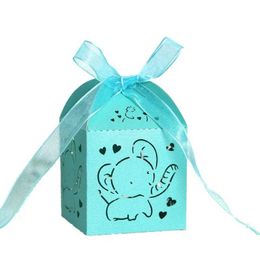 Gift Wrap 10 Elephant shaped Candy Boxes Baby Shower Cute Childrens Birthday Party Discount Packaging Supplies WholesaleQ240511