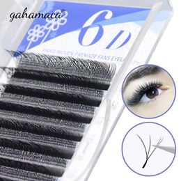False Eyelashes Gahamaca Two Tips 6D W-shaped eyelash extension prefabricated volume fan high-quality false products natural appearance makeup tools Q240510